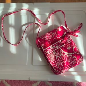 Very Bradley Twirly Birds Pink Retired Print Crossbody Bag